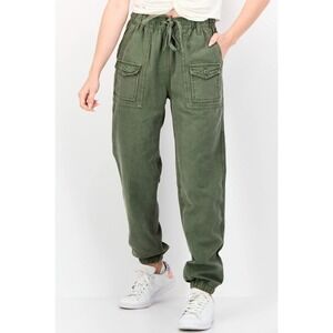Aerie Olive Green Utility Jogger Pants Cargo Pockets Drawstring Waist Size XS